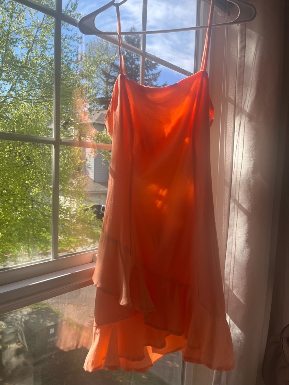 Francesca's Collections Peach Ruffle Mini Dress - Picture 3 of 3